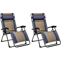 Los mejores  - Amazon Basics - Set de 2 sillas acolchadas con gravedad cero - de color azul